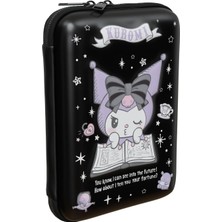 Kazan Hobi Wiggle Kuromi Temalı Lisanslı Kabartmalı Mat Okul Kalem Kutusu Çift Bölmeli Çocuk Kalem Çantası (Siyah1)