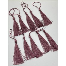 Kazan Hobi Karan Tuhafiye Floş Püskül / 7 cm Ince Püskül / 10 Lu Set, Gül Kurusu