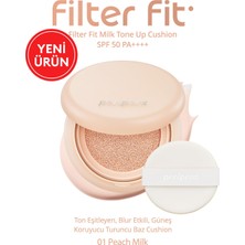 Kazan Hobi Perıpera Filter Fit Milk Tone Up Cushion Ton Eşitleyen Güneş Koruyucu Fondöten SPF50+ Pa++++ 01 Peach Milk, 111635