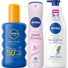 Kazan Hobi Nıvea Sun Güneş Koruyucu Kişisel Bakım SETI,SPF50+ Güneş Kremi 200 Ml,deodorant,vücut Losyonu