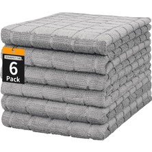 Kazan Hobi Homerhyme El Havluları, 6'lı Paket 25''* 15'' Gri Mikrofiber Banyo Mutfak Için El Havluları, Çok Amaçlı Hızlı Kuruyan Tüy Bırakmayan Yumuşak Emici Damalı Keseler Banyo Havlusu Seyahat Spor Salonu Otel