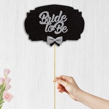 Kazan Hobi Süsle Bebek ve Parti Bride To Be Konuşma Balonu Çubuğu - Siyah & Gümüş