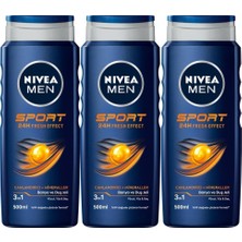 Kazan Hobi Men Erkek Canlandırıcı Banyo ve Duş Jeli Sports 500ML, Vücut Yüz Saç, Yenileyici Mineral, X3 Adet