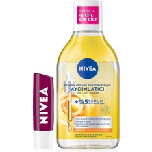 Kazan Hobi Nıvea Aydınlatıcı Micellar Makyaj Temizleme Suyu 400ML ve Nemlendirici Böğürtlen Dudak Bakım Kremi 4,8gr,cilt Bakım Seti