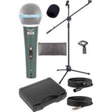 Kazan Hobi Lastvoice LV-680ST Ayaklı Kablolu Dinamik Mikrofon (Stand Cüzdan Çift Kablo Sünger Tutacak)