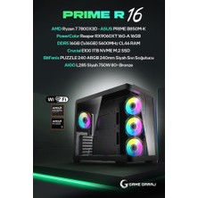 Game Garaj Prime R16 Amd R7 7800X3D 16GB RX9060XT 16GB Ram 1tb SSD 240MM Sıvı Soğt Freedos Oyuncu Oem Paket