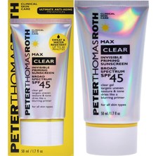 Kazan Hobi Peter Thomas Roth | Max Clear Görünmez Astar Güneş Koruyucu Geniş Spektrumlu Spf 45 | Spf ile Makyaj Astarı, Ipeksi Kaplamalı Suya Dayanıklı Güneş Koruyucu Jel, 1.5 Fl Oz