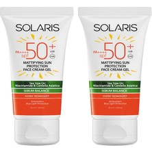 Kazan Hobi Solarıs Yağlı Cilt Tipleri Için Mat Bitişli Yaşlanma Karşıtı Jel Güneş Kremi Spf 50+ (50 Ml) x 2 Adet