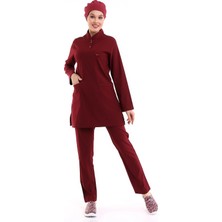 Bilenn Tekstil Soft Likralı Tesettür Forma Takım Iki Çıtçıt Bıkıng Red