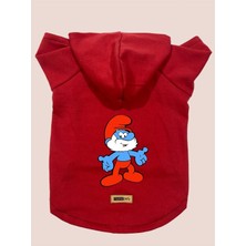 Kazan Hobi Kapişonlu Polar Sweatshirt Köpek ve Kedi Kıyafeti & Elbisesi - Kırmızı Şirin Baba Xs Beden