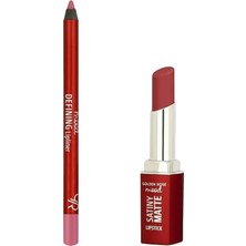 Kazan Hobi Golden Rose Mood Lip Combo Set - Defining Dudak Kalemi No:11 - Satiny Matte Ruj No:04 2 Adet Ürün
