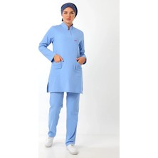 Bilenn Tekstil Soft Likralı Tesettür Forma Takım Iki Çıtçıt Alaskan Blue