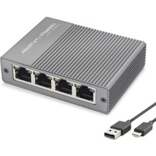Gees Global Gigabit Ethernet Switch 5 Port Type C Güç Girişli Gri