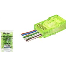 Gees Global 100 Adet Cat6 Ez RJ45 Konnektör Yeşil / Ekonomik Poşet Paket