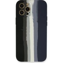 Renas Store Iphone 12 Pro Kılıf Ebruli Lansman Silikon - Siyah-Lacivert