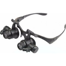 Gees Global Plastik Gözlük Modeli 10X 15X 20X 25X Lens 2 LED Işıklı Büyüteç 9892G