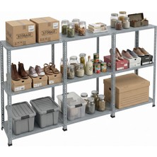Ayyıldız Raf 59X279X150 cm 3 Katlı 3'lü Çelik Raf Sistemi – Seri Bağlantılı Metal Depolama Rafı – Elektrostatik Boyalı Endüstriyel Raf Ünitesi
