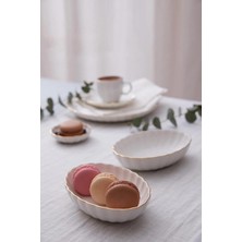 Kazan Hobi Kütahya Porselen Bone Luz Form Oval Kase Altın File 4 Parça 15CM BNLZF15OKSS220