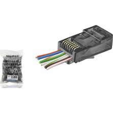 Gees Global 100 Adet Cat6 Ez RJ45 Konnektör Siyah / Ekonomik Poşet Paket