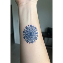Kazan Hobi Mandala Yarı Kalıcı El Boyun Bilek Için Aylık Geçici Dövme 12X7 cm