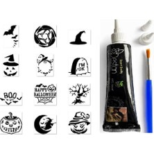 Kazan Hobi Hallowen Hint Kınası ile Geçici Dövme Yapma Seti Fırça Hediyeli