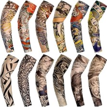 Kazan Hobi Giyilebilir Dövme 6 Çift 12 Adet Karma Kol Çorap Dövmesi Seti Sleeve Tattoo