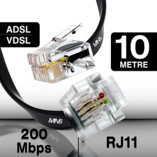 Mn6 MN207FS Telefon Hat Kablosu 10 Metre/2 TELLI-FLAT-RJ11 Kablo/kutu–modem Dsl Adsl Vdsl Kablosu