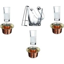Kazan Hobi Pasabahce 8 Parça Rakı Bardak Meşrubat Bakır Ehlikeyf ve Buz Kovası Keyif Seti 8695421120036984225