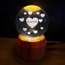 Gees Global Cam Küre I Love You Tasarım Standlı
