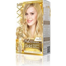 Kazan Hobi Maxx Deluxe Gold Serisi 24K Altın Parçacıklı Serum ile 1 Kutu 2 x 50 ml ve Geliştiriciler Saç Boyası (Buğday Sarısı 9.0)