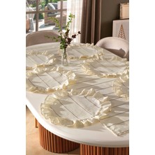 Macas Home Avelis Runner ve Fırfırlı Supla Takımı-Masa Örtüsü Takımı 7 Parça 40X150