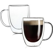 Kazan Hobi 350ML Çift Katmanlı Kulplu Cam Bardak