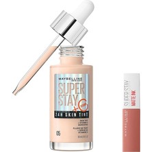 Kazan Hobi Maybelline New York Super Stay Skin Tint Fondöten 05 & Mini Super Stay Matte Ink Likit Mat Ruj 65 Seductress Makyaj Seti
