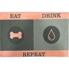 Glipet Amerikan Servis Mama ve Su Kabı Paspası 60X45- Eat Drink Repeat