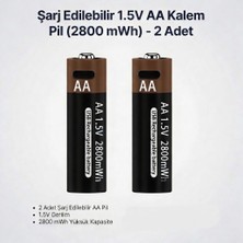 Sezy Şarjlı Kalem AA Kalın Lityum Pil 1.5V AA Şarjlı Pil Type C İle Şarj Edilebilen 2800mwh