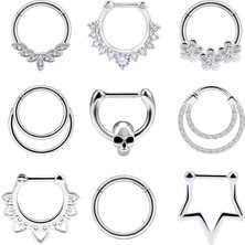Kazan Hobi Vsnnsns 16G Septum Takı Septum Yüzük Piercing Takı Opal Septum Clicker Yüzük ve At Nalı Halter Paslanmaz Çelik Septum Burun Halkaları Hoop Piercing Takı Erkekler Kadınlar Için 10MM 12 Adet