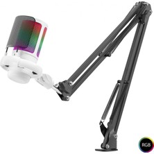 Gees Global Siyah Rgb Mikrofon Seti Boom Mikrofon Kolu Type C 192KHZ 24BIT Beyaz ME6S35W