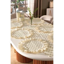 Macas Home Velora Runner ve Fırfırlı Supla Takımı-Masa Örtüsü Takımı 7 Parça 40X150