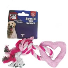 Kazan Hobi Playfull PF-4050- Kalp Şeklinde Ipli Köpek Diş Kaşıma Oyuncağı 18 cm Beyaz