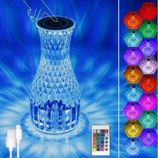 Gees Global Akrilik Lamba LED Sürahi Formlu USB Şarj Edilebilir Kumandalı 16 Farklı Işık Modlu Masa Üstü
