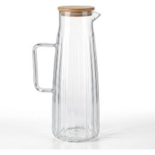 Kazan Hobi Deconox Bambu Kapaklı Borosilikat Cam Yağdanlık ve Sürahi | 1000ML (11X26CM) Çok Amaçlı Içecek ve Sıvı Gıda Saklama