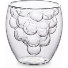 Kazan Hobi Borosilikat Çift Cidarlı Üzüm Şekilli Bardak, Isıya Dayanıklı 230 ml Şeffaf Modern Tasarım, Kahve Çay Soğuk Içecek ve Ev Kafe Restoran Sunumları Için Premium Dekoratif Cam Bardak