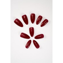 Kazan Hobi Pop Beauty Takma Tırnak Seti & Zararsız Yapıştırıcı Kırmızı Simli Cat Eye