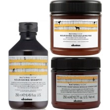 Kazan Hobi Davines Nourishing Hair Building Pak, Nourishing Shampoo, Vegetarian Miracle Conditioner Saç Bakım Seti, 3 x 250 ml
