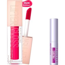 Kazan Hobi Maybelline New York Lifter Gloss Nemlendirici Dudak Parlatıcısı 24 Bubblegum & Mini Falsies Surreal Maskara 4.7 ml Makyaj Seti