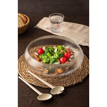 Kazan Hobi Porsima 4306 El Yapımı Büyük Boy Kendinden Kaşıklı Cam Salata Meyve Çerez Makarna Sunum Kasesi Şeffaf 24 cm