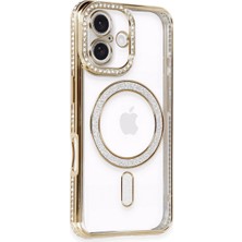 Renas Store Iphone 16 Kılıf Joke Simli Magneticsafe Kılıf - Gold