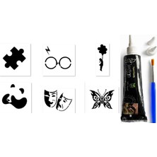 Kazan Hobi Puzzle Hint Kınası ve Kalıplarla Geçici Dövme Yapma Seti Fırça ve 6 Kalıp Hediyeli