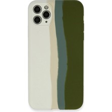Renas Store Iphone 11 Pro Kılıf Ebruli Lansman Silikon - Beyaz-Yeşil