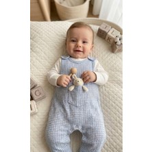 Bambik Nafitto Oyuncaklı Erkek Bebek Tulum 3-6 Ay - Pamuklu Çıtçıtlı Salopet Tulum